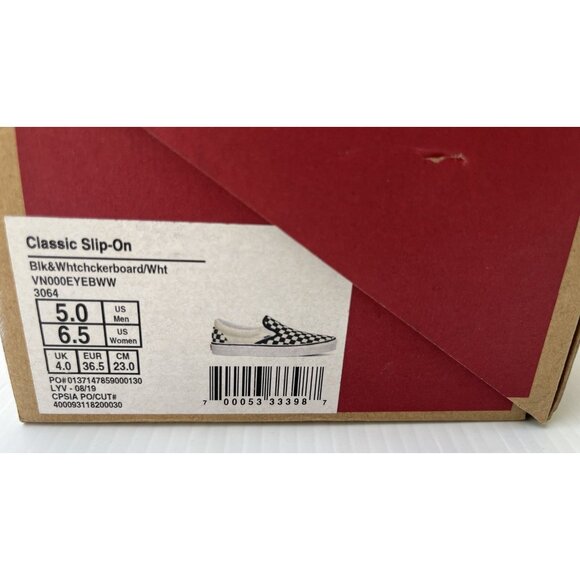 Vans Checkerboard Slip-On Black White Size 6.5 - Picture 9 of 11